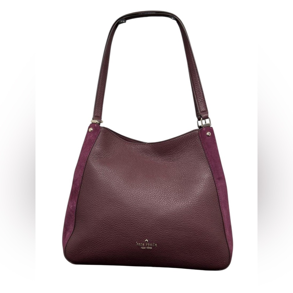 Kate Spade New York Leila Medium Triple Compartment Shoulder Bag Burgundy Suede - Picture 3 of 7